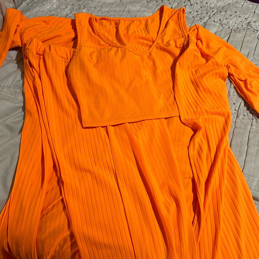 Orange three piece pants and tank top set XL
